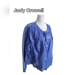 Judy Crowell Blue Blazer Snake-skin Look Jacket Size 1X